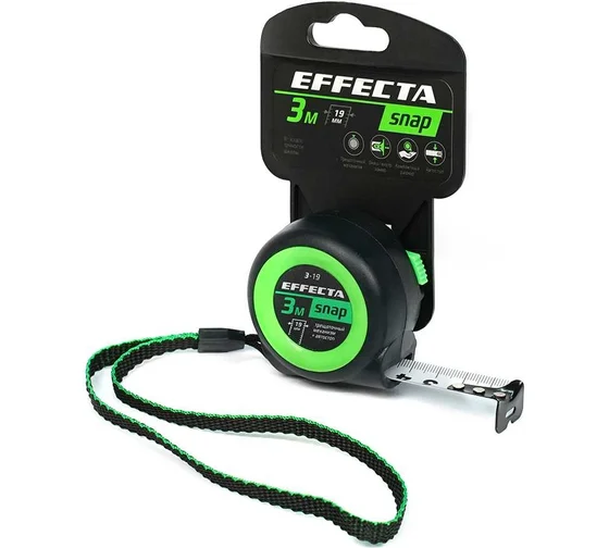Рулетка Effecta SNAP, автостоп,  3м/19мм (12)  560319