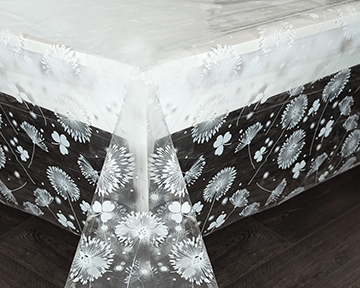 T1118 Клеенка MIRAGE прозрачная с печатью0.10мм*1,37м*25м