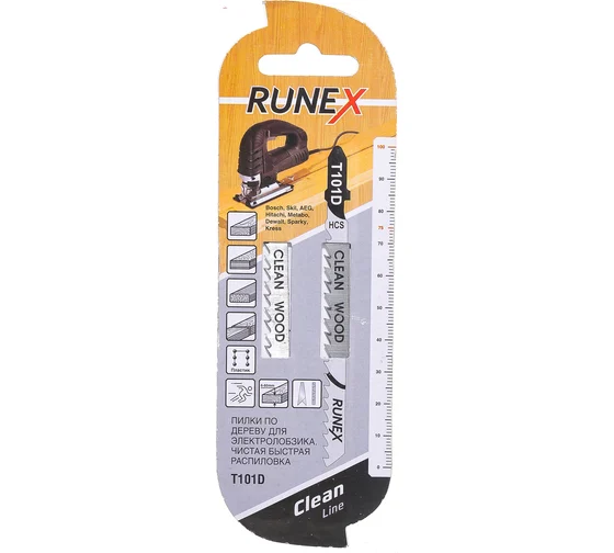 Пилки 100*75мм 6 з/д (древес,ДСП,фанера h=6-60мм) быстр.чист.распил.Т101D 2шт/уп "Runex" 555102-2