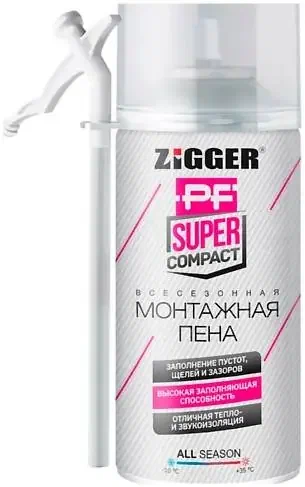 Пена бытовая "ZIGGER PF" SUPER COMPACT  всесезонная 230 мл/210г (12)
