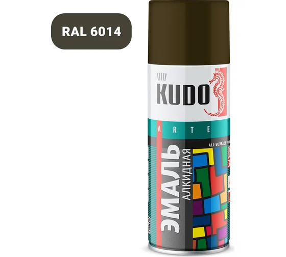 Эмаль универсальная хаки "KUDO" KU-1005 RAL-6014 (12)