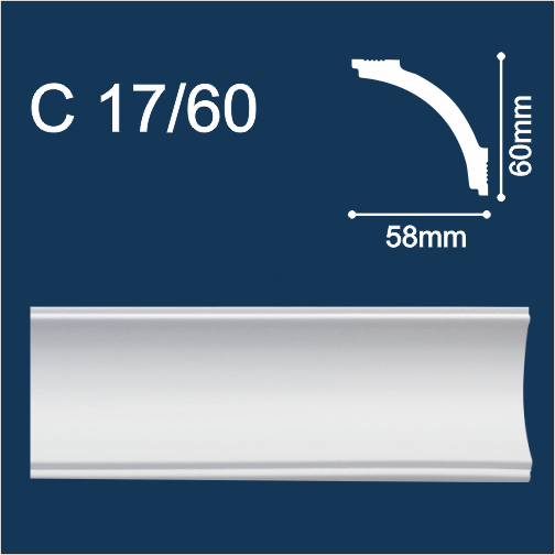 плинтус потолочный экструд. Солид С17/60 белый (2м/ 60х58мм) (48)
