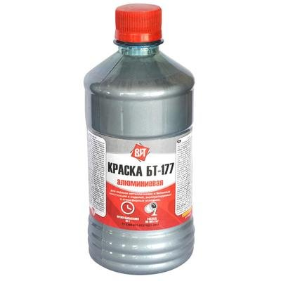 Краска алюминиевая БТ-177 серебристая 0,5л (20) Царицынские краски (пластик) (на битуме)
