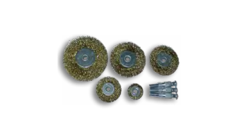 Набор щеток-крацовок для дрели плоские 75мм, 60мм, 50мм, 40мм, 25мм, круч. стал. омедн. пров.,3мм  С