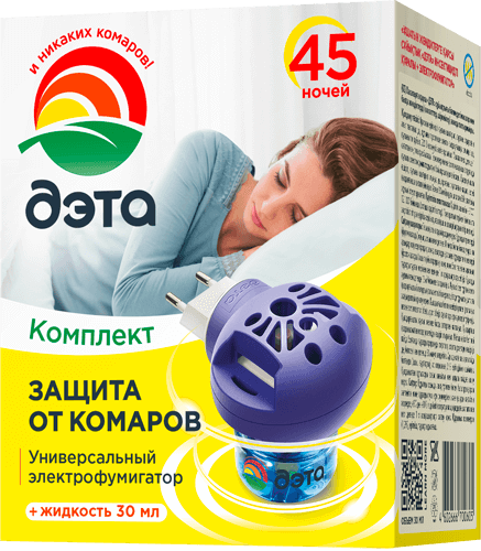Средство "ДЭТА" комплект: жидкость от летающих насекомых 45 ночей флакон 30мл + унив. эл.фумиг.(16)