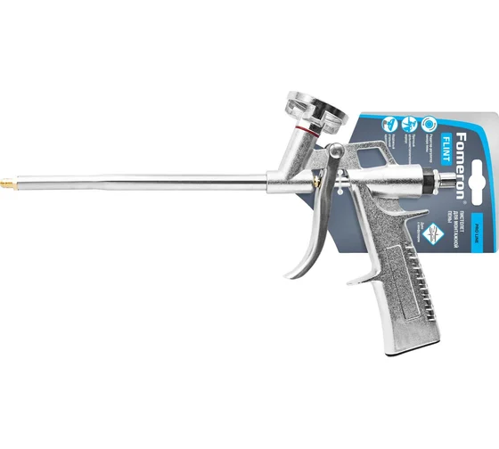 Пистолет для монтажной пены  цельнометаллический "Fomeron Flint" 590126 (590226) (20 шт/уп)