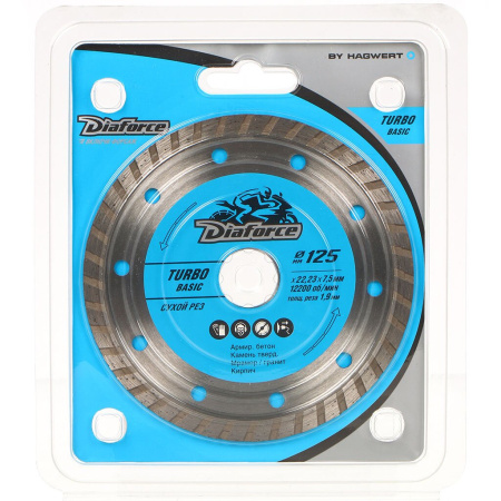 Диск  алмазный сухой рез 125*22,23*7,5*1,9мм "Diaforce Turbo Basic" 511125 ЗАМЕНА 771219