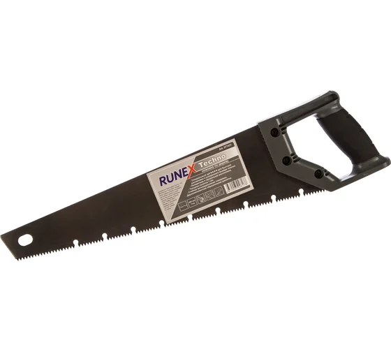 Ножовка по дереву 400мм прямой зуб 7з/д:9-0-9-0 закал.быстрый распил 2-комп.рук"Runex Techno" 577431