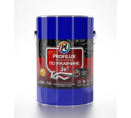 Грунт-эмаль по ржавчине "Profilux" 3в1 черная 0,9кг (14) ССС