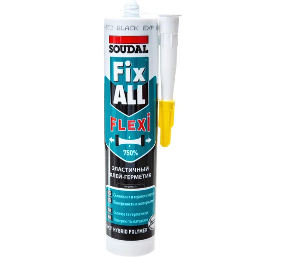 Жидкая резина "SOUDAL"  Fix ALL  FLEXI (эластичный) черный 290мл (12)