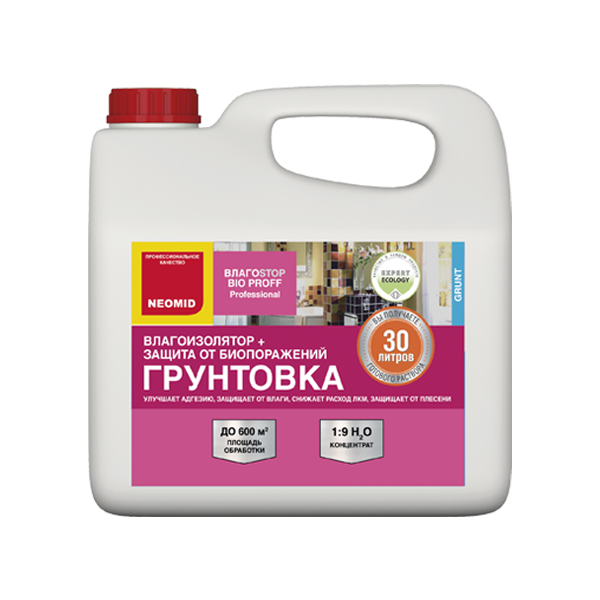 Грунт - Влагоизолятор "Неомид" ВлагоStop Bio proof  3л концентрат 1:9 (30 л.готовой продукции.)(4)