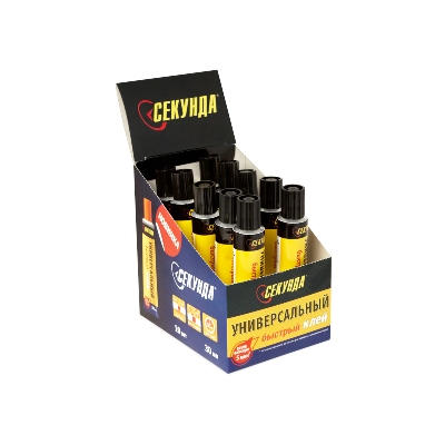 Универсальный быстрый клей "СЕКУНДА" 30 мл., 10 шт. в шоу-боксе AVIORA (60)