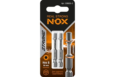Бита torsion E 6.3 Hex6-50, 2шт карта "STRONG" 338650-2