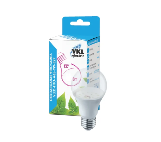 Лампа светодиодная VLED-FITO-A65-10W-E27 220V пластик VKL electric