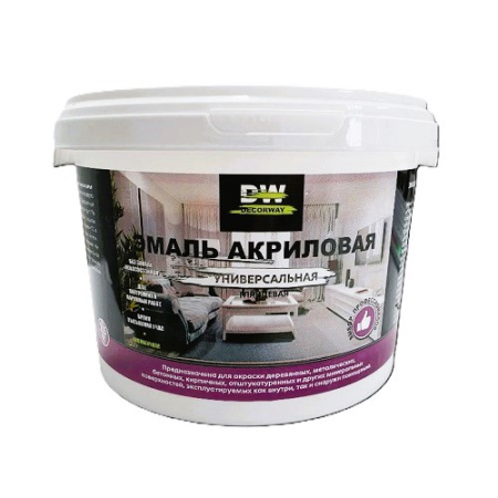 Эмаль акриловая универс. глянцевая белая "DECORWAY"  1кг