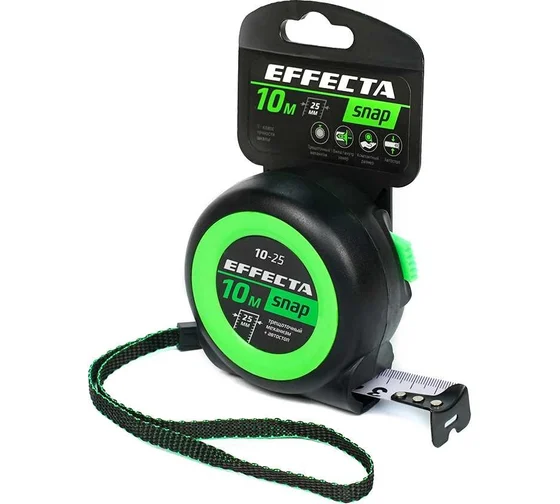 Рулетка Effecta SNAP, автостоп,  10м/25мм (6)  561025