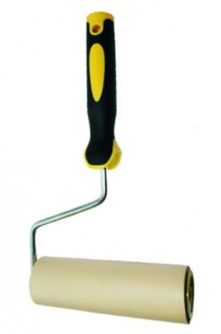 Прижимной ролик для прикатки обоев, плотный, с ручкой, стержень 8мм 18см, d 50мм