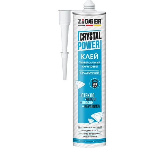 Клей "ZIGGER" CRYSTAL POWER каучуковый универсальный прозрачный 320гр (24)