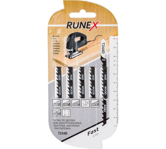 Пилки 100*75мм  6з/д (древ,ДСП h=8-60мм) быстр.чист.фигурн.распил.Т244D 2 шт/уп "Runex" 555111-2