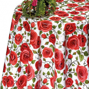 138А Клеенка DEKORAMA  розы красные на белом 1.4*20м