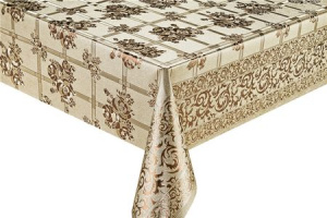 GP-8636HF клеенка металлик на ткани, коричневое на золотом 0,35мм*1.37м*20м