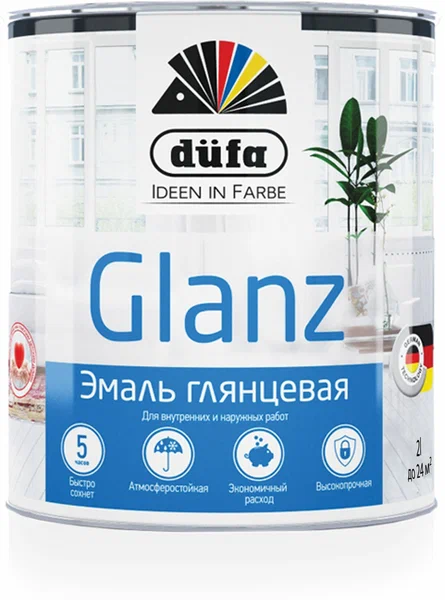 Эмаль "Dufa GLANZ" глянцевая белая  2,0л (2)