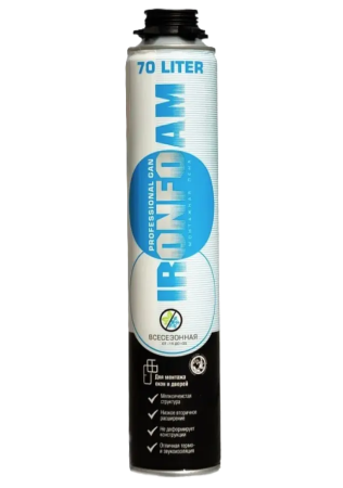 Пена монтажная профессиональная "IRONFOAM PROFESSIONAL GAN 70" всесезонная 900мл (16) синий балон