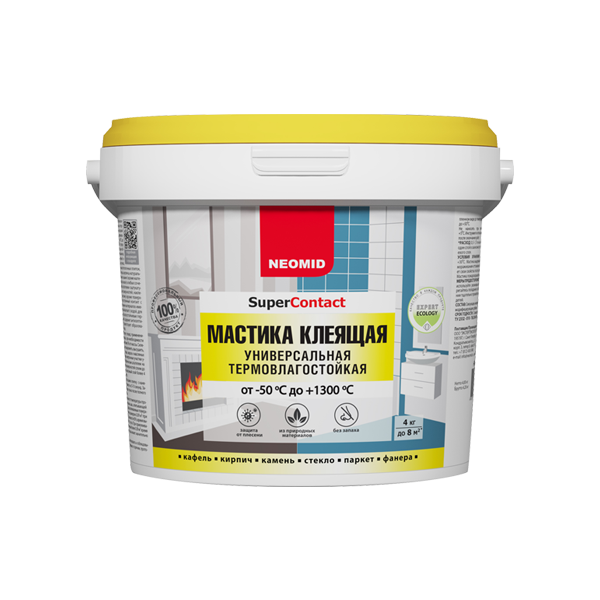 Мастика клеящая термовлагостойкая +1300 t универсальная "Неомид" 4кг (4)