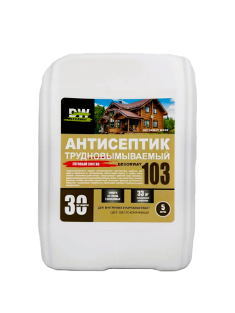 Трудновымываемый антисептик 30 лет защиты 103 "DECORWAY"  5л. готовый состав