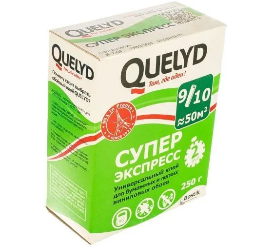 Клей обойный QUELYD "СУПЕР ЭКСПРЕСС" 0.25 кг (30шт,Р56)