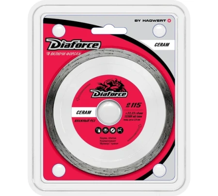 Диск алмазный DIAFORCE CERAM 115х22,23х6х2,0 мм влажный рез