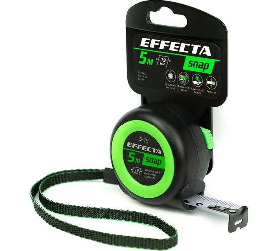 Рулетка Effecta SNAP, автостоп,  5м/19мм (12)  560519