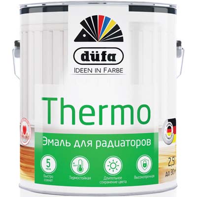 Эмаль "Dufa THERMO" для отопительных приборов алкидная белая  2,5л (2)