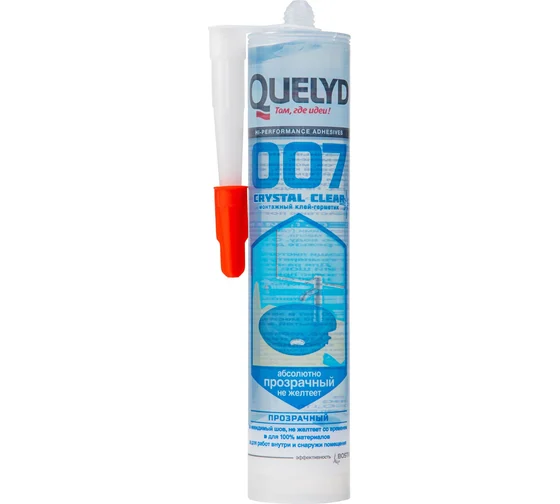 QUELYD клей-герметик монтажный 007 Crystal Clear 300г Прозрачный (Тверь)