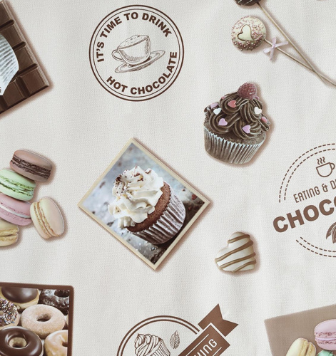 072А Клеенка DEKORAMA   кофе и макаруны на молочном1.4*20м