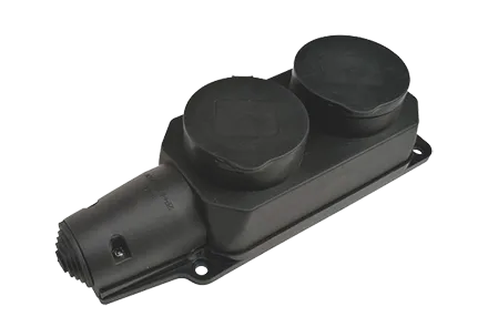 Колодка двухместная с заглушками с/з каучук 16А 250В IP44 АНАЛОГ 1199086