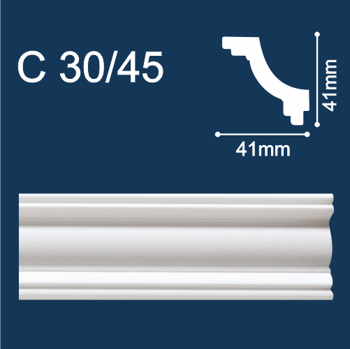 плинтус потолочный экструд. Солид С30/45 белый (2м/ 41х41мм) (80) ССС