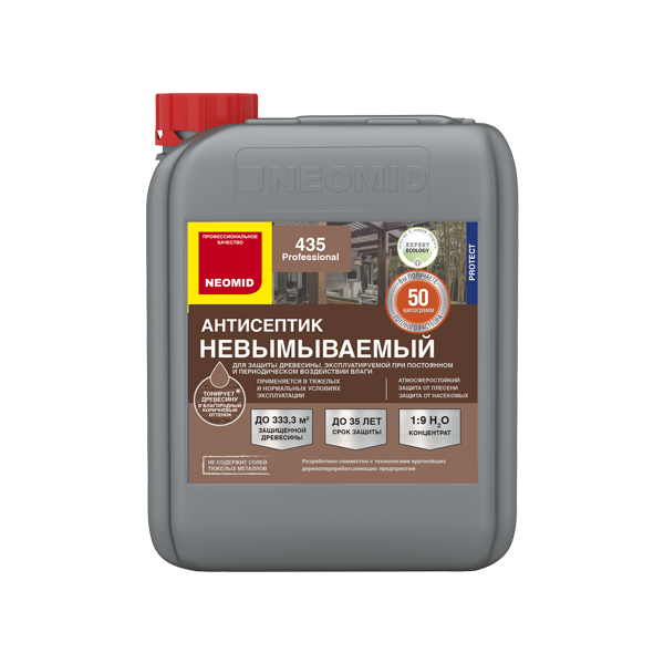 Неомид 435 финишный декоративный невымываемый антисептик  1кг конц 1:9 Орех (10л гот. продукта) (12)