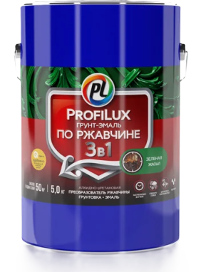 Грунт-эмаль по ржавчине "Profilux" 3в1 зеленая 1,9кг