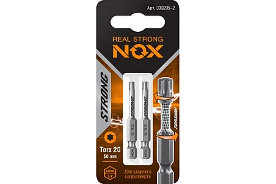 Бита torsion E6,3 Tx20-50, 2 шт карта STRONG  339205-2