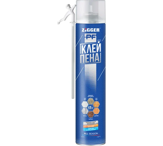 Клей-пена "ZIGGER PF"  быт.. всесезонная 750мл, 800г (12)