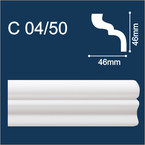 плинтус потолочный экструд. Солид С04/50 белый (2м/ 46х46мм) (90) ССС