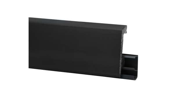 Плинтус HDPS напольный WINART PRO универсальный монтаж 80 мм 2,0 м Quadro Черный Матовый ((20)