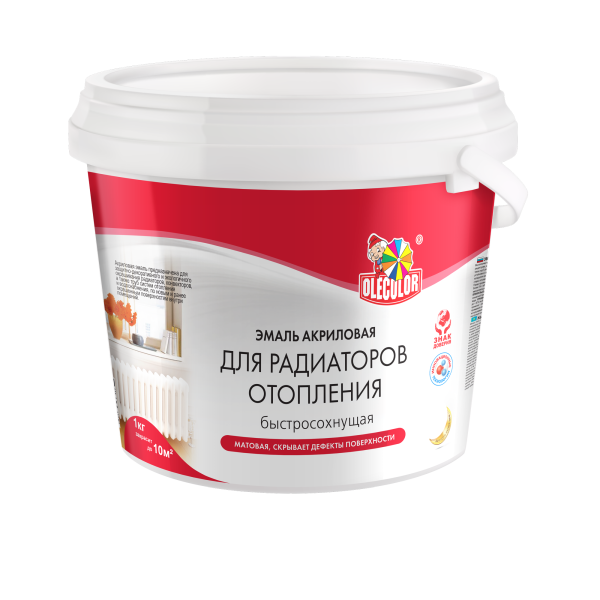 Эмаль "OLECOLOR" акриловая  для радиаторов отопления  1кг (6) матовая