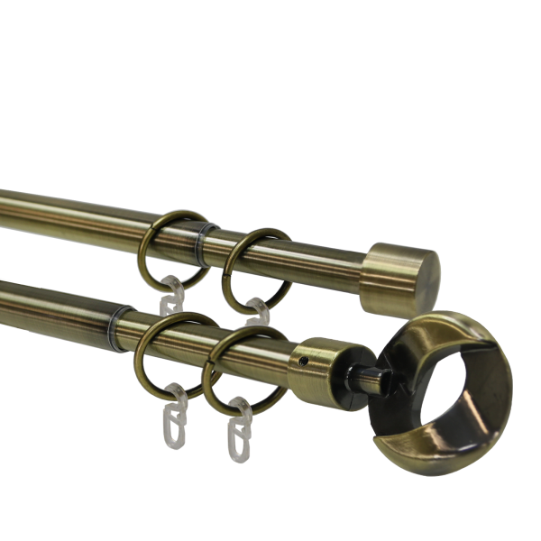 Телескоп.двухряд.карниз, Наконечник Кольцо, Золото антик, 16/19мм ,160-320см,