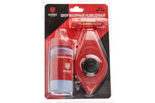Шнур разметочный с мелом и уровнем 30м "HEADROCK"