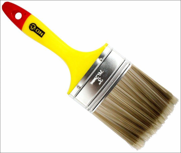 ON Кисть малярная плоская пластм. ручка, иск. щетина "Канекарон" 3" - 75мм  (6)