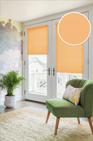 Мини Ролета  для балконной двери однотонные абрикос 52*215 Р