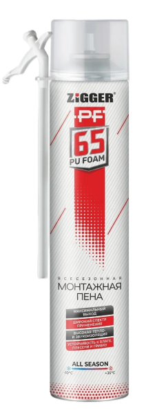 Пена бытовая "ZIGGER PF" 65л всесезонная 830мл, 830г (12)