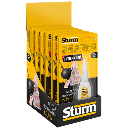 Суперклей "STURM", 5г, на единичном блистере (12шт)